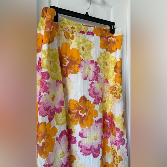 CeCe A-Line Skirt with Pink, Orange, and Yellow Floral Design - Picture 2 of 12